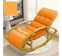 YHKJLYH Leisure Rocking Chair and Footstool Set, Oversized Patio Recliner Chair Living Room Outdoor Rocking Chair with Height-Adjustable Backrest And Footrest for Living Room Balcony (Color : Orange