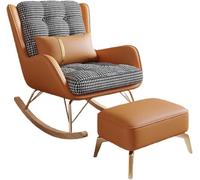 YHKJLYH Living Room Reclining Rocking Chair,Rocking Chair with Foot Stool,Balcony Relaxing Chair,Modern Soft Sleeper Armchair,Bedroom Lounge Living Room Reading Chair(Orange a)