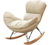 YHKJLYH Living Room Rocking Chair Padded Cushion Rocker Recliner Chair Oversized Patio Rocking Chairs for Balcony Front Porch Garden Living Room Bedroom(OFF White)