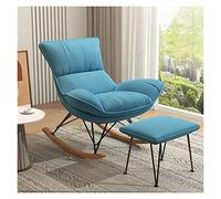 YHKJLYH Mid Century Rocking Nursing Chair With Footstool Teddy Fabric Accent Armchair Padded Seat For Leisure Relaxation In Living Room Bedroom Office Nursery Orange Color Option,Blue