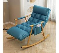 YHKJLYH Modern Bedroom Rocking Chair With Cushion,Comfortable Living Room Sofa Lounger,Garden Lounge Chair With Armrests,Indoor Breathable Tech Cloth Rocking Chair, Ergonomic Chair,Light Blue+Gold L