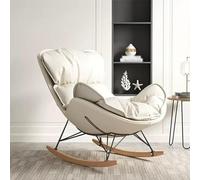 YHKJLYH Modern Comfortable Rocking Chair,Indoor Bedroom Tech Cloth Rocking Chair,Lounge Chair For Balcony,Zero Gravity Sofa Chair,Outdoor Camping Recliner(Creamy White)