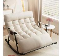 YHKJLYH Modern Indoor Bedroom Rocking Chair With Cotton Pad Terrace Comfortable Lounge Chair For Balcony Upholstered Zero Gravity Sofa Chair Ergonomic Chair With Armrest Bag,White