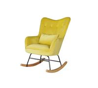 YHKJLYH Modern Indoor Bedroom Rocking Chair With Cushion, Indoor Bedroom Upholstered Rocking Chair, Sofa Chair, Modern Lounge Chair For Balcony, For Balcony Living Room Bedroom,Yellow