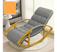 YHKJLYH Modern Living Room Outdoor Oversized Patio Recliner Rocking Chair With Height Adjustable Backrest Footrest And Golden Legs Ideal For Bedroom Balcony,Dark Gray,Golden Legs
