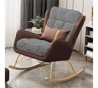 YHKJLYH Modern Rocking Chair Upholstered Glider Chair,Upholstered Rocking Chairs with High Backrest And Armrests,Living Room,Bedroom Rocking Armchair(Brown)