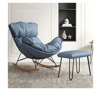 YHKJLYH Modern Rocking Chair with Thick Padded Cushion and Wood Legs,Leisure Sofa Rocking Chair Accent Glider Rocker Relaxing Chair for Balcony Living Room (Color : Blue)
