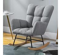 YHKJLYH Nursery Rocking Chair Armchair Teddy Fabric Upholstered Glider Rocker with High Backrest,Modern Rocking Accent Chairs Comfy Side Chair for Nursery,Living Room (Color : Gray-3)