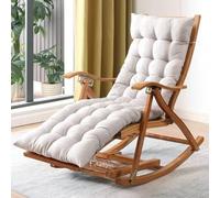 YHKJLYH Rocking Armchair Folding Reclining Rocking Chair Soft Upholstered Lazy Chair For Balcony Poolside Backyard,Wood Leisure Chair,Old Man Chair,Light Gray,One Size