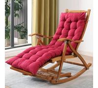 YHKJLYH Rocking Armchair Folding Reclining Rocking Chair Soft Upholstered Lazy Chair For Balcony Poolside Backyard,Wood Leisure Chair,Old Man Chair,Red,One Size