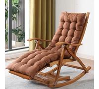 YHKJLYH Rocking Armchair Folding Reclining Rocking Chair Soft Upholstered Lazy Chair For Balcony Poolside Backyard,Wood Leisure Chair,Old Man Chair,Coffee,One Size