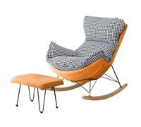 YHKJLYH Rocking Chair With Foot Stool,Balcony Relaxing Chair,Living Room Reclining Rocking Chair,Modern Armchair,Soft Sleeper Chair,Bedroom Lounge Living Room Reading Chair,Orange B,One Size