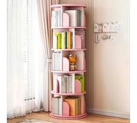 YHKJLYH Rotating Bookshelf 5 Tier 360 Display Wood Bookcase - Multi-functional Floor Standing Storage Rack for Books, Magazines & DVDs - Ideal for Adults &