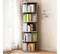 YHKJLYH Rotating Bookshelf 5 Tier 360 Display Wood Bookcase - Multi-functional Floor Standing Storage Rack for Books, Magazines & DVDs - Ideal for Adults &