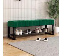 YHKJLYH Upholstered Entryway Shoe Bench With Storage, Bench For Bedroom End Of Bed, 2 Tier Black Metal Shoe Rack For Closet Hallway Doorway Living Room Mudroom(Size:100x32x45cm,Color:green)