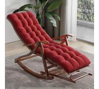 YHKJLYH Upholstered Rocking Chair, Folding Recliner Wood Rattan Chair Comfy Rocking Chair With Footrest And Soft Padded, Patio Lounge Armchair Relax Glider Rocker(Red,B)