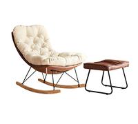 YHKJLYH Upholstered Rocking Chair For Nursery, Rocking Chair With Ottoman Lazy Leisure Chair Modern Fabric Upholstered, Accent Chair With Rubber Wood Legs, Relax Side Chair For Living,Brown