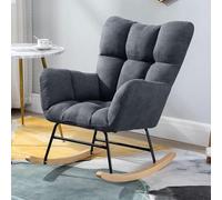 YHKJLYH Upholstered Rocking Chair,Living Room Rocking Chair Recliner Fabric Upholstered Rocker With High Backrest,Modern Rocking Accent Comfy Chairs,Gray1,One Size