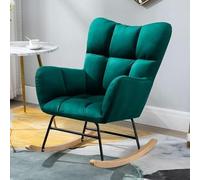 YHKJLYH Upholstered Rocking Chair,Living Room Rocking Chair Recliner Fabric Upholstered Rocker With High Backrest,Modern Rocking Accent Comfy Chairs,Green,One Size