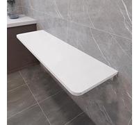YHKJLYH Wall-Mounted Folding Table Thick Density Board Heavy-Duty Metal Support Rounded Corners Space-Saving for Bedroom & Kitchen White 120x20cm