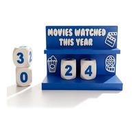YHLHUXA Movie Tracker Block Set, Reusable 3D Printed Cinema Counter With Interchangeable Number Blocks, Annual Movies Watched Display Shelf Decor, Gift For Film Buffs Movie Lovers (Blue)
