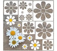 Yhliua Floral Daisy Stencils for Painting & Crafts - 11.8 Inch Reusable Wood Burning & Drawing Art Spring Paint Stencils for Wall, Cake, Cookie, Canvas, Furniture & Paper (6 Daisy)