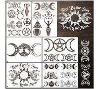 Yhliua Moon Stencils for Painting on Wood, Boho Reusable Wood Burning Drawing Art Paint Stencils and Patterns for Wall Cake Cookie Canvas Furniture Paper
