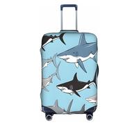 YHLKLWKSZC Blue Cartoon Fish Print Suitcase Cover Luggage Covers For Suitcase Elastic Luggage Covers Suitcase Protector 18-32 Inch, White, Medium, Fashion