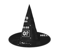 YHLKLWKSZC Halloween Small Witch Hats For Women - Lightweight Foldable Black Robot Print Witches Hats For Boys Girls Halloween Hat Cosplay Party Decorations