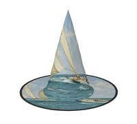 YHLKLWKSZC Halloween Small Witch Hats For Women - Lightweight Foldable Boat Ship Landscape Print Witches Hats For Boys Girls Halloween Hat Cosplay Party Decorations