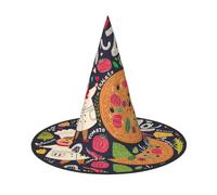YHLKLWKSZC Halloween Small Witch Hats For Women - Lightweight Foldable Chef Pizza Print Witches Hats For Boys Girls Halloween Hat Cosplay Party Decorations