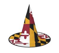 YHLKLWKSZC Halloween Small Witch Hats For Women - Lightweight Foldable Flag Of Maryland Print Witches Hats For Boys Girls Halloween Hat Cosplay Party Decorations