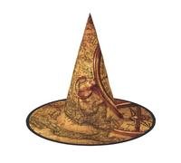 YHLKLWKSZC Halloween Small Witch Hats For Women - Lightweight Foldable Law Of The Compass Navigation Print Witches Hats For Boys Girls Halloween Hat Cosplay Party Decorations