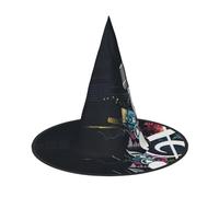 YHLKLWKSZC Halloween Small Witch Hats For Women - Lightweight Foldable Music Notes Print Witches Hats For Boys Girls Halloween Hat Cosplay Party Decorations