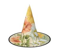 YHLKLWKSZC Halloween Small Witch Hats For Women - Lightweight Foldable Pastel Poppies Print Witches Hats For Boys Girls Halloween Hat Cosplay Party Decorations