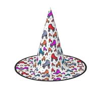 YHLKLWKSZC Halloween Small Witch Hats For Women - Lightweight Foldable Roller Skates Colorful Print Witches Hats For Boys Girls Halloween Hat Cosplay Party Decorations