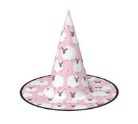 YHLKLWKSZC Halloween Small Witch Hats For Women - Lightweight Foldable White Sheep On Pink Background Print Witches Hats For Boys Girls Halloween Hat Cosplay Party Decorations
