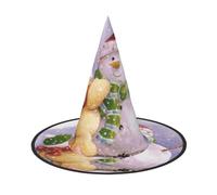 YHLKLWKSZC Halloween Small Witch Hats For Women - Lightweight Foldable Winter Snowman Print Witches Hats For Boys Girls Halloween Hat Cosplay Party Decorations