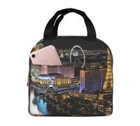 YHLKLWKSZC Las Vegas Night View Lunch Bag,Reusable Insulated Lunch Tote For Women Men,Leakproof Cute Lunch Cooler With High Capacity For Work,Picnic,Camping