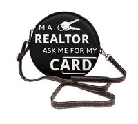 YHLKLWKSZC Leather Shoulder Bags For Women I'M A Realtor Ask Me Print Circle Trendy Bag Round Purses Handbag