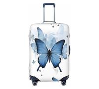 YHLKLWKSZC Luggage Covers For Suitcase Blue Butterfly On Blossom Flowers Print Suitcase Cover Elastic Luggage Covers Suitcase Protector 18-32 Inch, Black, Small, Fashion
