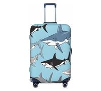 YHLKLWKSZC Luggage Covers For Suitcase Blue Cartoon Fish Print Suitcase Cover Elastic Luggage Covers Suitcase Protector 18-32 Inch, Black, Small, Fashion