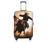 YHLKLWKSZC Luggage Covers For Suitcase Cool Bull Riding Print Suitcase Cover Elastic Luggage Covers Suitcase Protector 18-32 Inch, Black, Large, Fashion