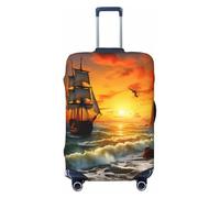YHLKLWKSZC Luggage Covers For Suitcase Pirate Ship In The Sunset Print Suitcase Cover Elastic Luggage Covers Suitcase Protector 18-32 Inch, Black, X-Large, Fashion