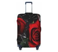 YHLKLWKSZC Luggage Covers For Suitcase Red Roses Print Suitcase Cover Elastic Luggage Covers Suitcase Protector 18-32 Inch, Black, Small, Fashion