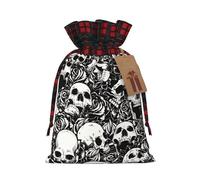 YHLKLWKSZC Small Gift Bags With Drawstring,Black Floral Skull Burlap Sacks For Wrapping Back To School Favors, Soap, Jewelry, For Birthday, Wedding Parties Or Celebrating Christmas