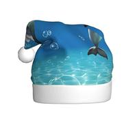 YHLKLWKSZC Unique 3d Animal Dolphin Printed Christmas Hat Santa Hat For Adults Unisex Holiday Christmas Cap