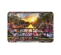 YHLKLWKSZC Welcome Mat,Flowers and Bicycles Print Cute Welcome Door Mats Rugs for Entrance Bedroom Bathroom Kitchen, 24x16in