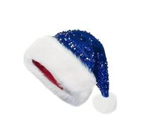 YHLSF Red Sequins Christmas Hats Shiny Santa Claus Hat Home Holiday Party Decoration(blue,One Size)