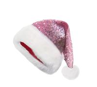 YHLSF Red Sequins Christmas Hats Shiny Santa Claus Hat Home Holiday Party Decoration(pink,One Size)